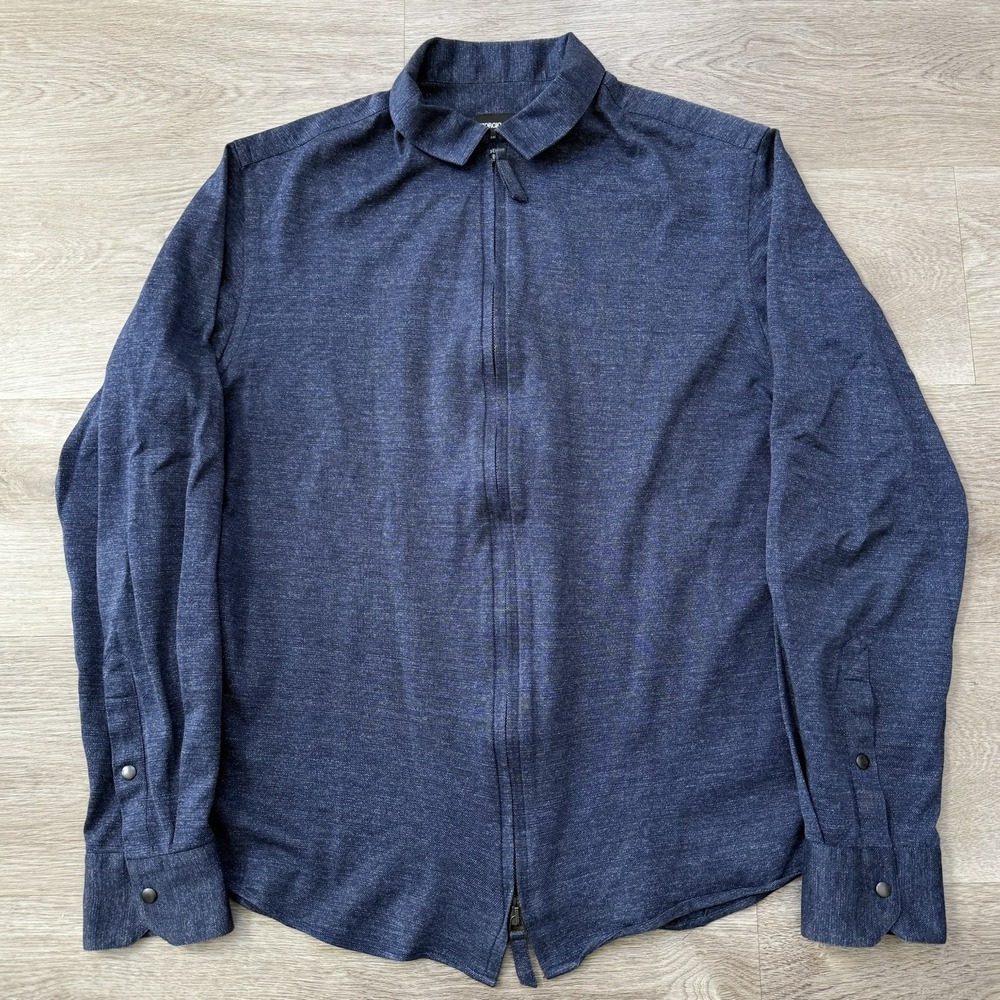 Giorgio Armani Black Label Cotton Jersey Zip Shirt Mens Size US 40 MSRP $825